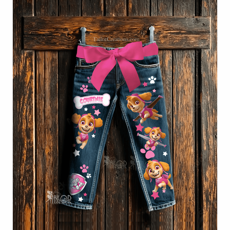 Skye Paw Patrol Pants - Paw Patrol Custom Name Pants - Paw Patrol Birthday Party Outfit Ideas