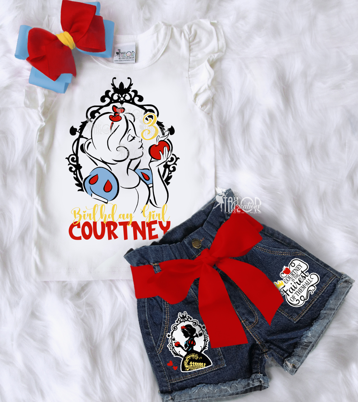 Snow White Disney Princess Custom Denim Birthday Outfit - Disneybound Snow White Outfit - Snow White Costume Toddler Kids