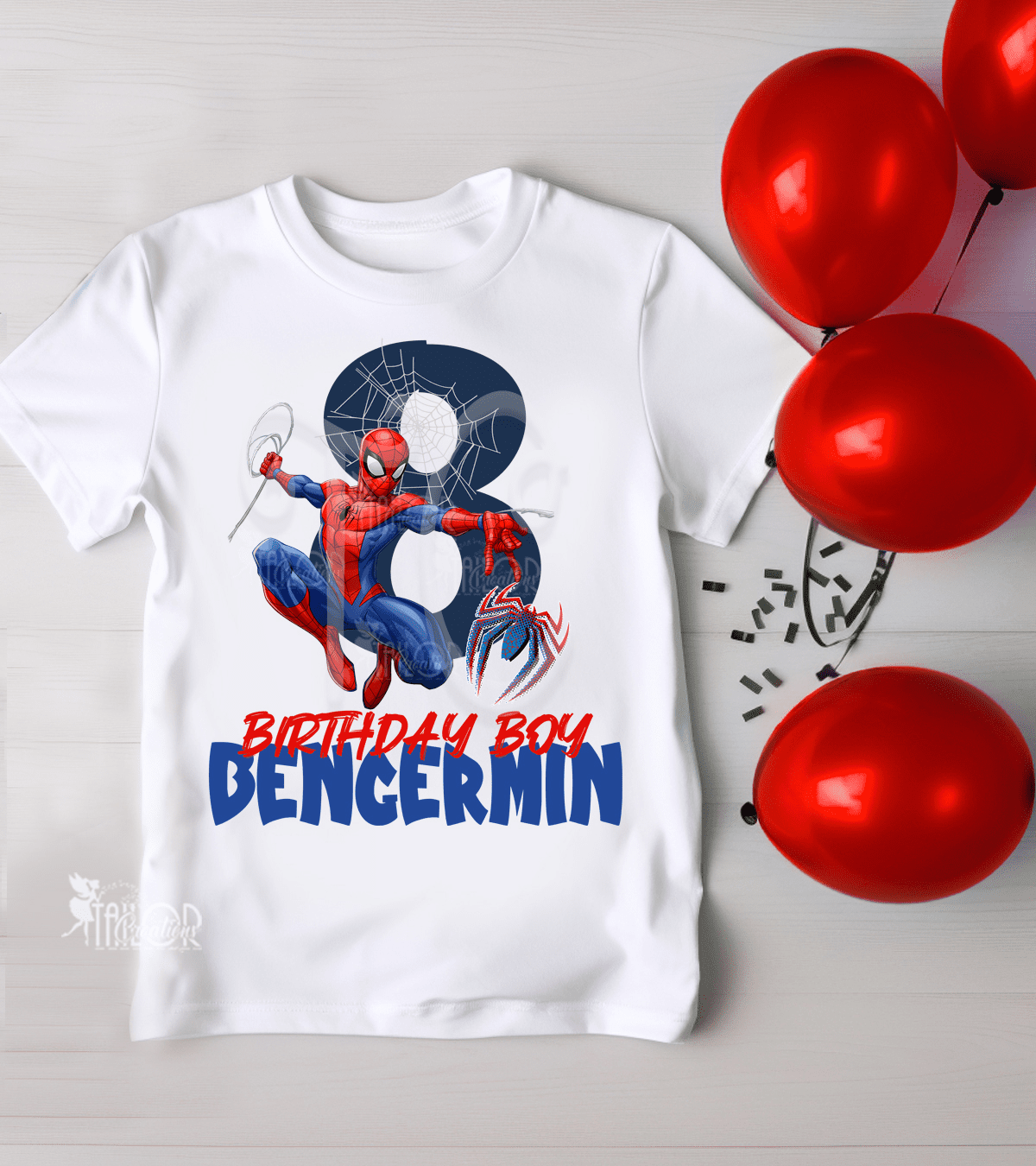 Spideriman Birthday Party Tee Shirt - Spider Man Superhero Birthday Party Outfit