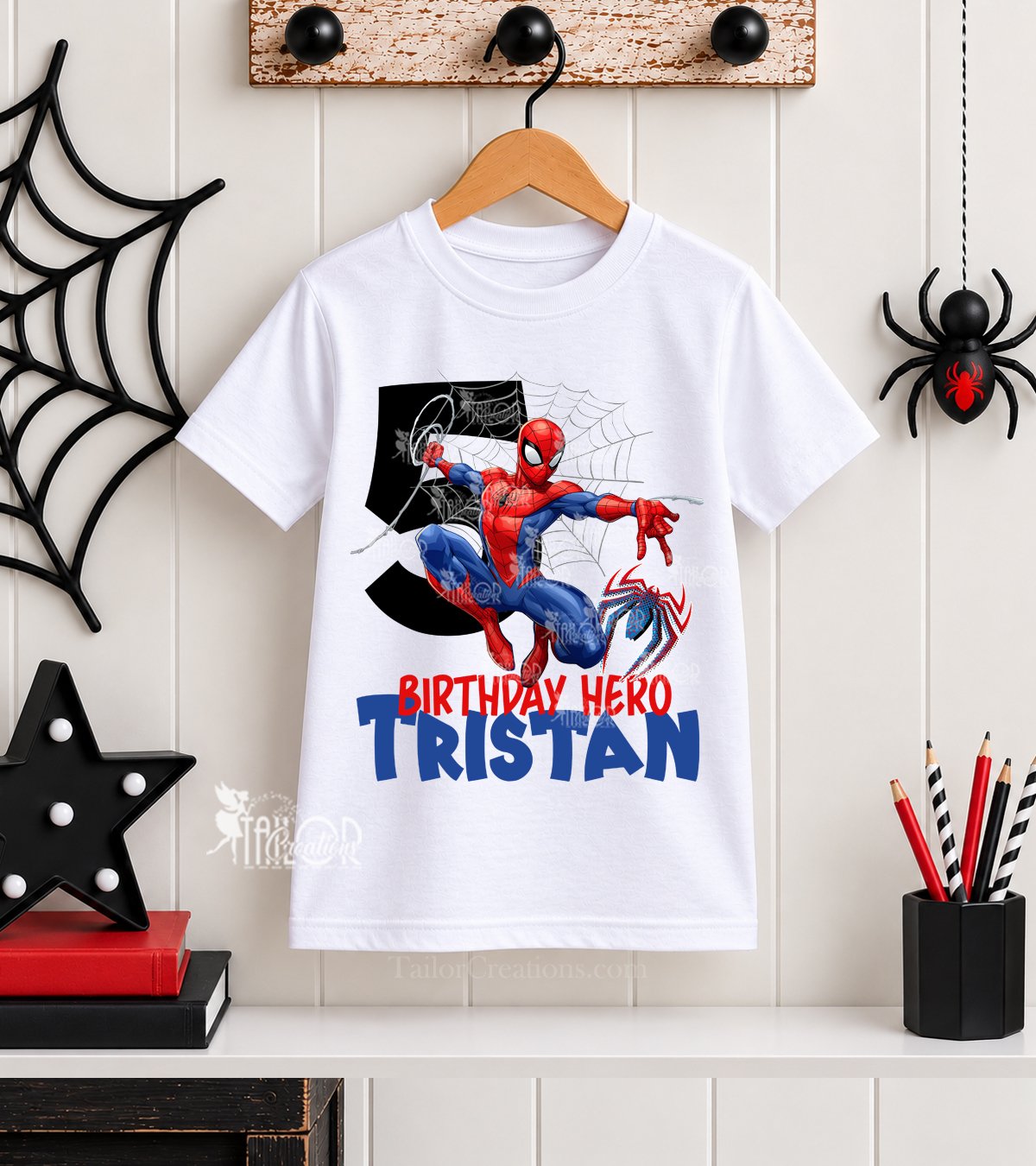 Spideriman Birthday Party Tee Shirt - Spider Man Superhero Birthday Party Outfit