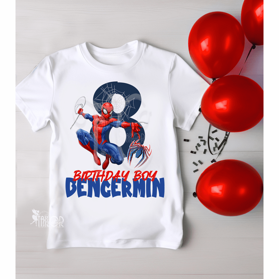 Spideriman Birthday Party Tee Shirt - Spider Man Superhero Birthday Party Outfit