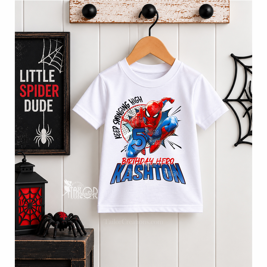 Spiderman Birthday Tee Shirt - Spiderman Birthday Party Outfit Toddler Kids