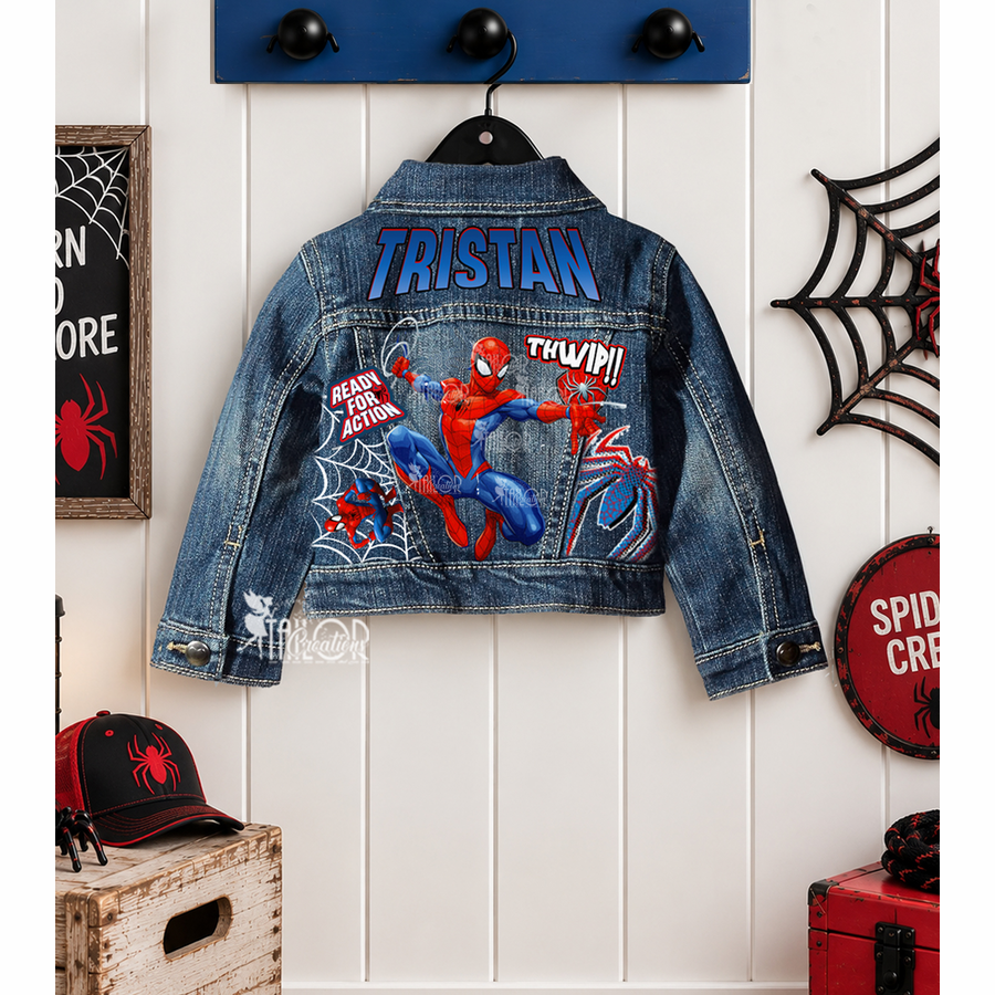 Spiderman Denim Jacket - Disney Marvel Superhero Toddler Boy Jacket Kids