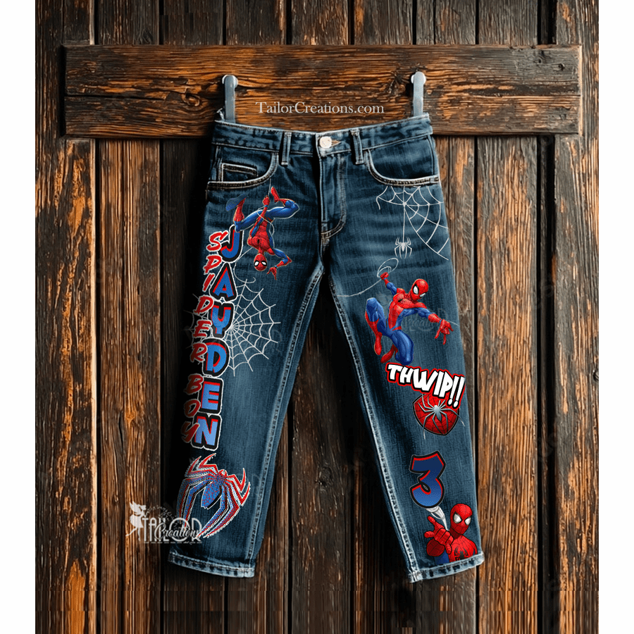 Spiderman Denim Jeans for Kids - Personalized Disney Superhero Jeans Outfit Kids