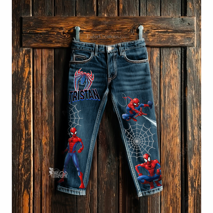 Spiderman Denim Jeans for Kids - Personalized Disney Superhero Jeans Outfit Kids