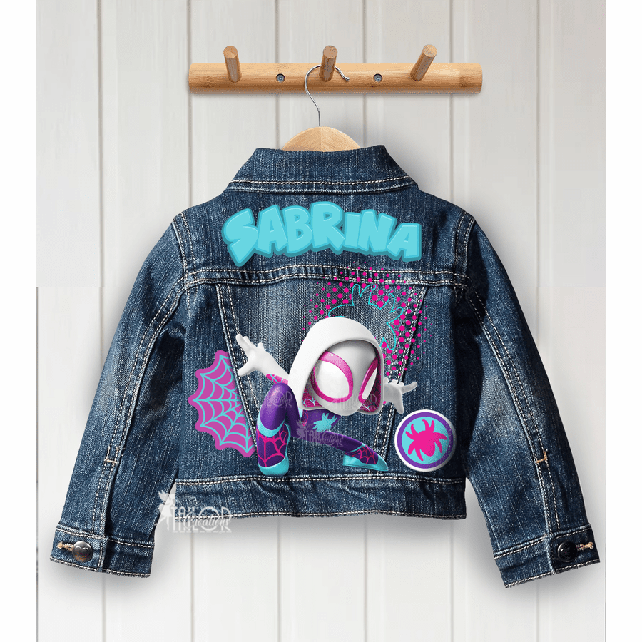 Spidey Girl Ghost Spider Denim Jacket Girls Toddler - Disney Marvel Girls Jean Jacket