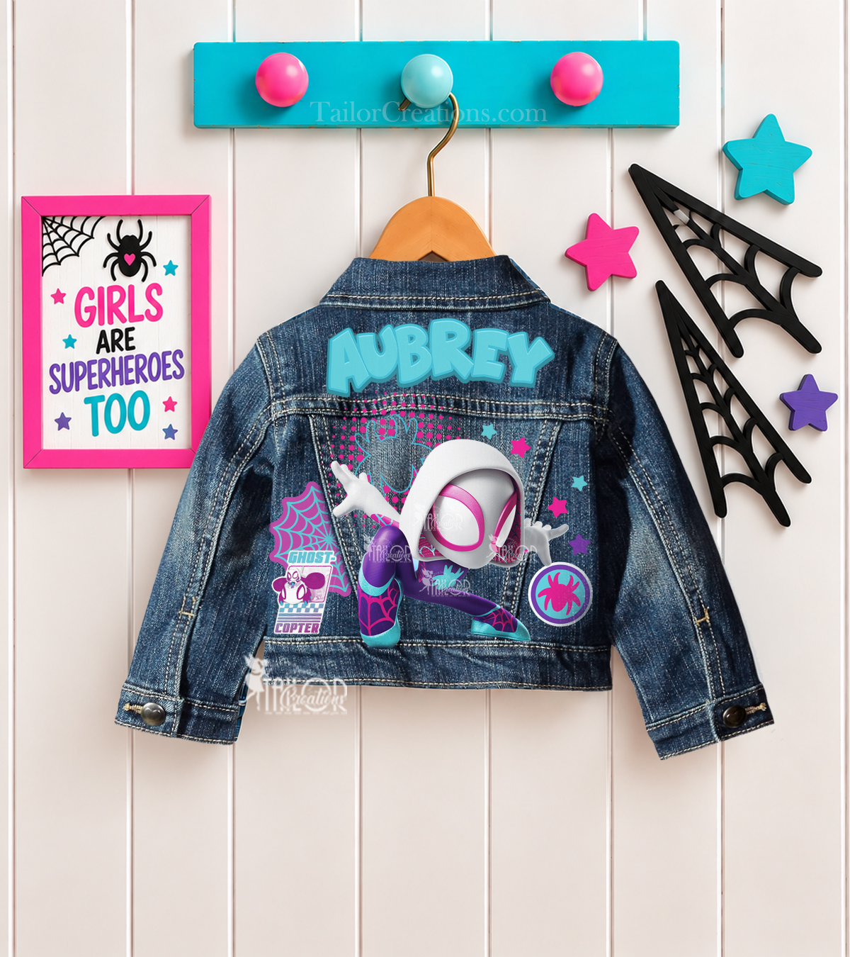 Spidey Girl Ghost Spider Denim Jacket Girls Toddler - Disney Marvel Girls Jean Jacket