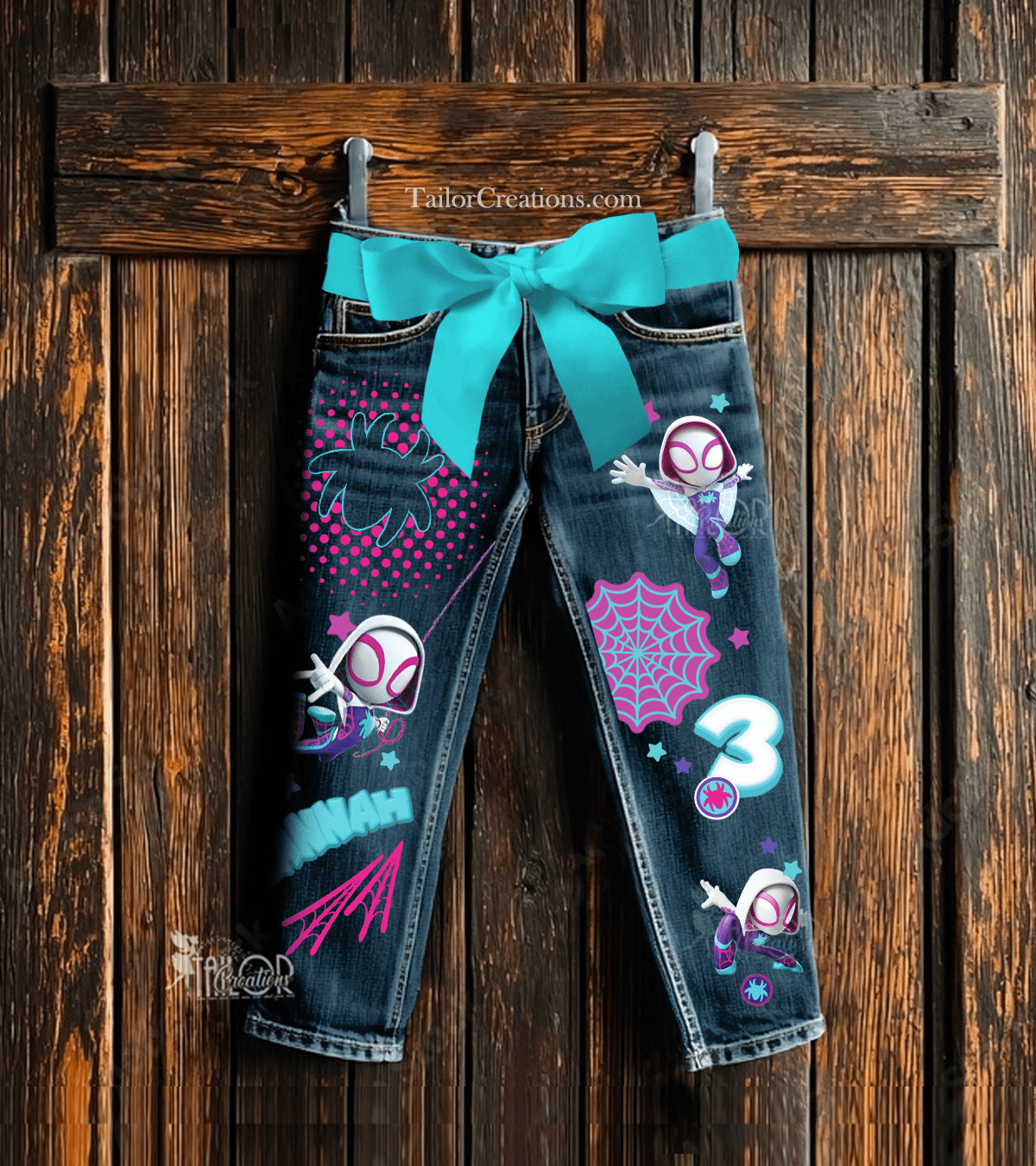 Spidey Girl Ghost Spider Denim Jeans Toddler Kids - Disney Marvel Girls Birthday Outfit