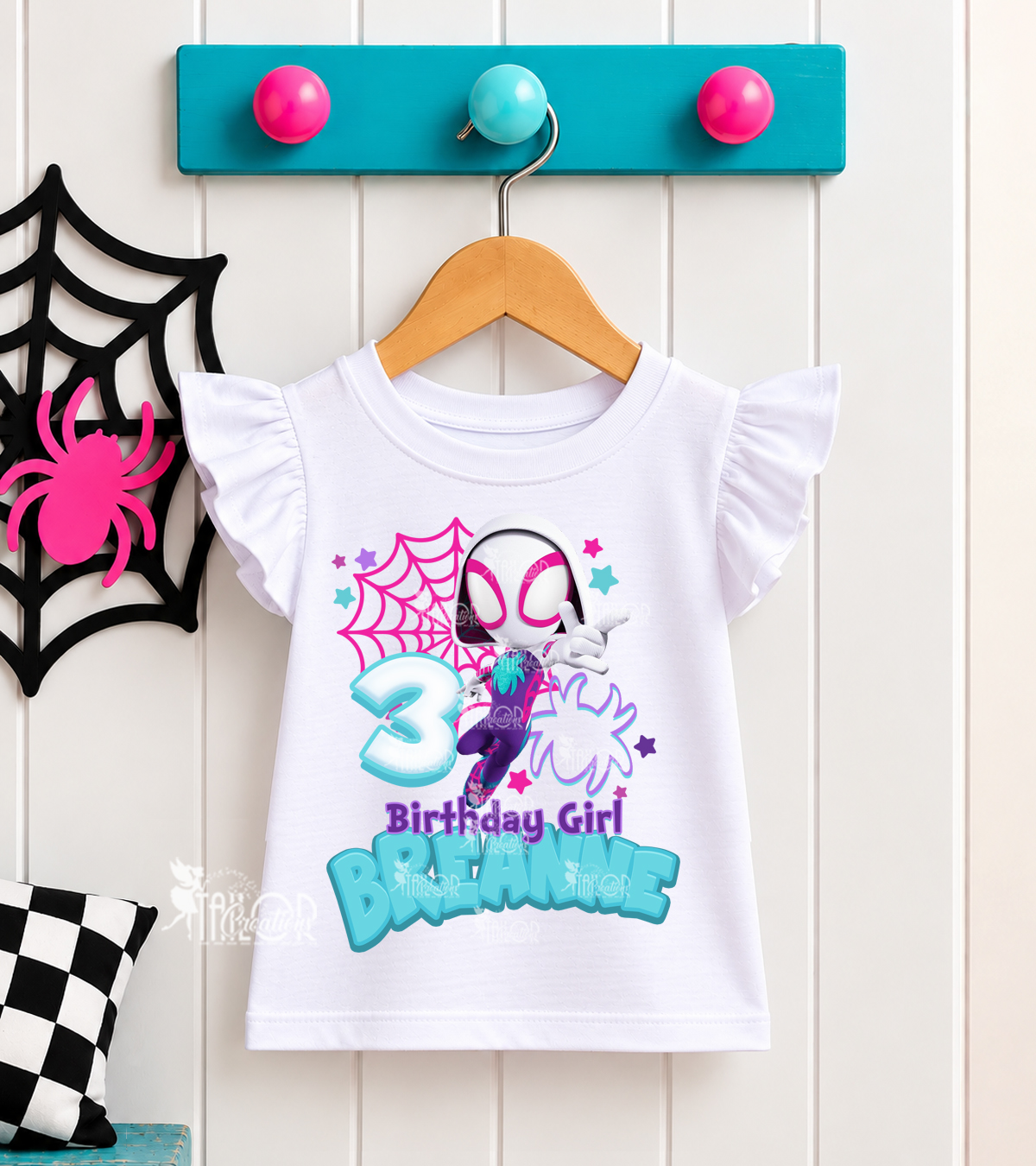 Spidey Gwen Stacey Ghost Spider Birthday Tee Shirt - Disney Marvel Girls Birthday Tee Outfit