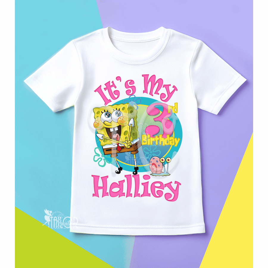 SpongeBob Custom Birthday Tee Shirt Girls - Spongebob Birthday Party Outfit Ideas