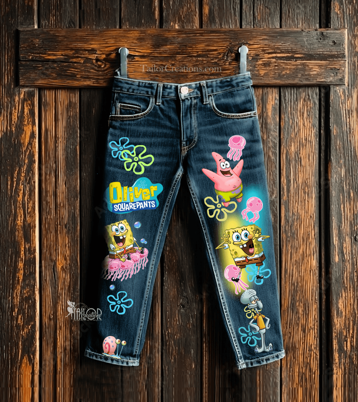 SpongeBob Custom  Denim Pants Jeans - Spongebob Birthday Party Outfit Ideas