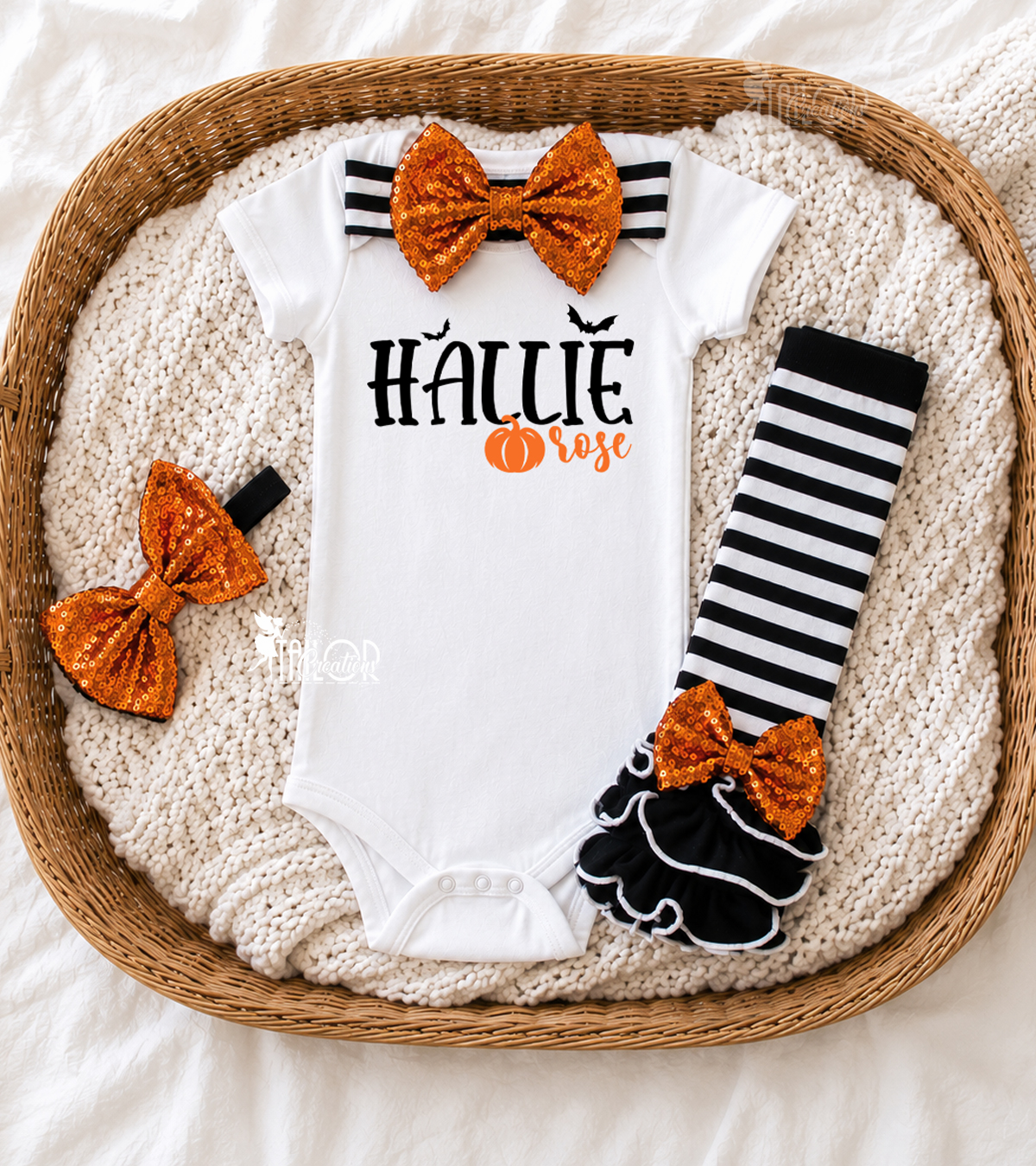 Spooky Cute Halloween Custom Name Baby Girl Outfit - Unique Halloween Baby Shower Gift Box Ideas
