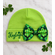 St Patricks Day Irish Green Custom Newborn Hospital Bow Hat - Clover Shamrock Baby Girl Beanie Hat