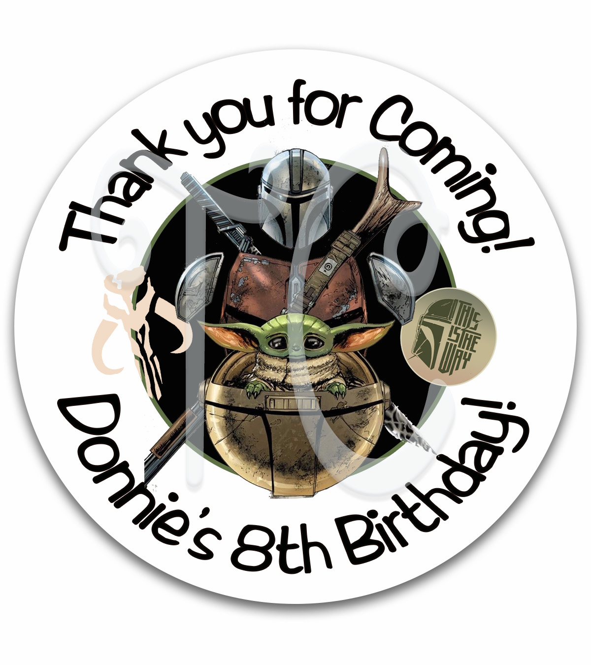 Star Wars Mandalorian Grogu Custom Birthday Gift Tag Labels Favors Stickers - Star Wars Thank You Birthday Stickers