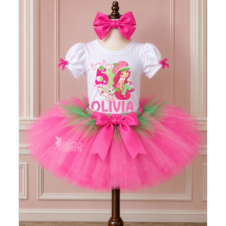 Strawberry Shortcake Birthday Tutu Outfit for Girls - Berry Birthday Tutu Outfit