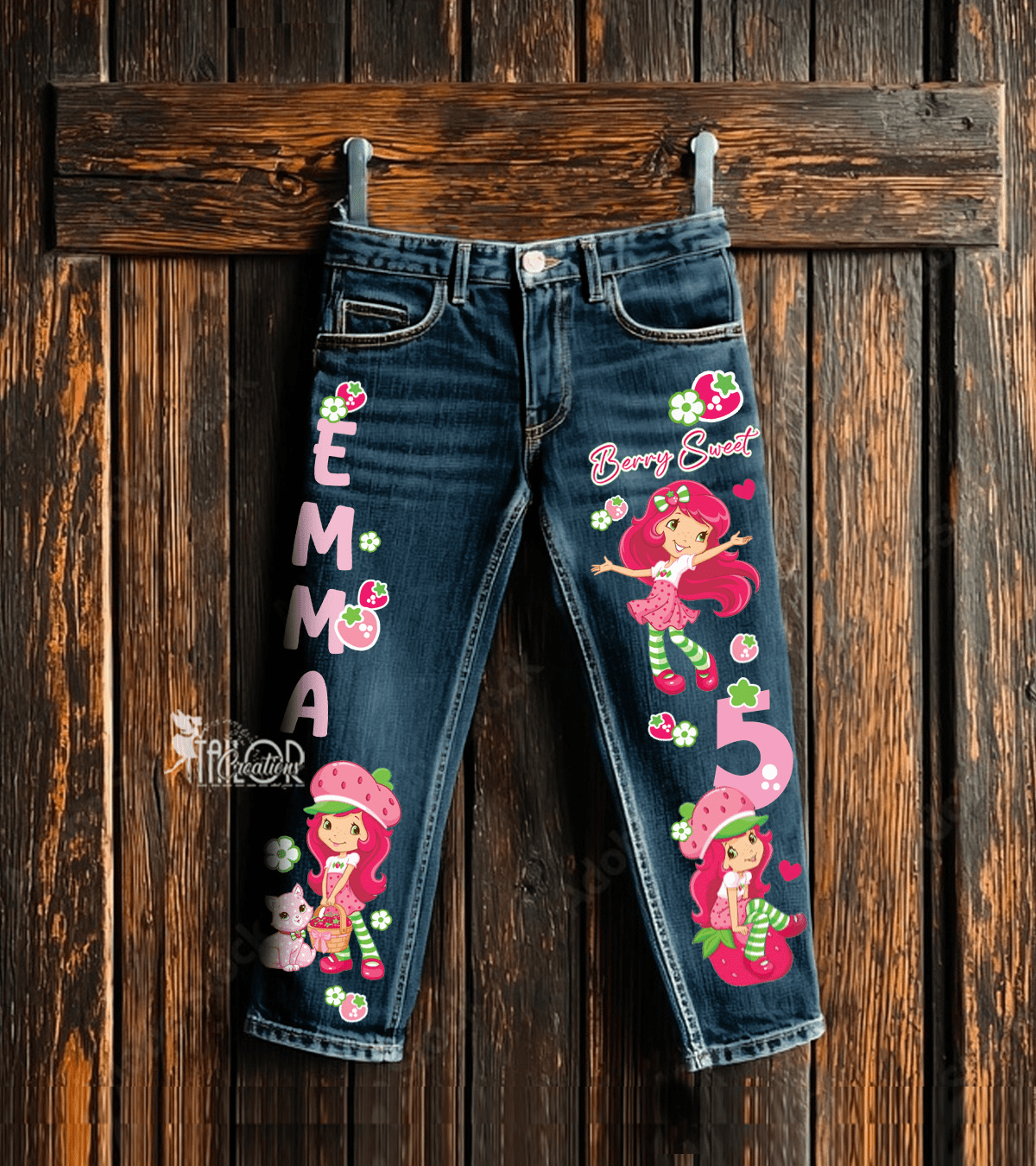 Strawberry Shortcake Custom Denim Jeans - Strawberry Shortcake Custom Pants