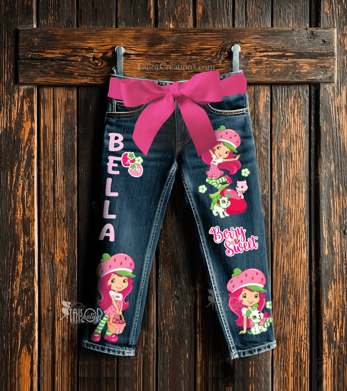 Strawberry Shortcake Custom Denim Jeans - Strawberry Shortcake Custom Pants