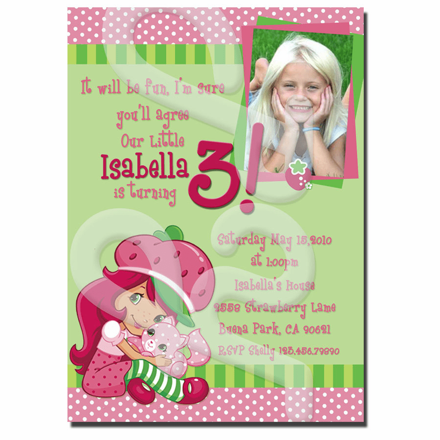 Strawberry Shortcake Custom Thank You Cards DIY Print File Party Supplies, image size:900x900