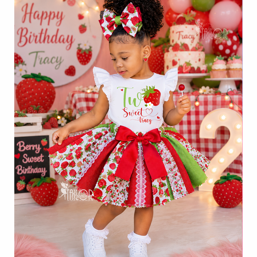 Strawberry Theme Birthday Party Tutu Dress - Strawberry Sweet One First Birthday Dress