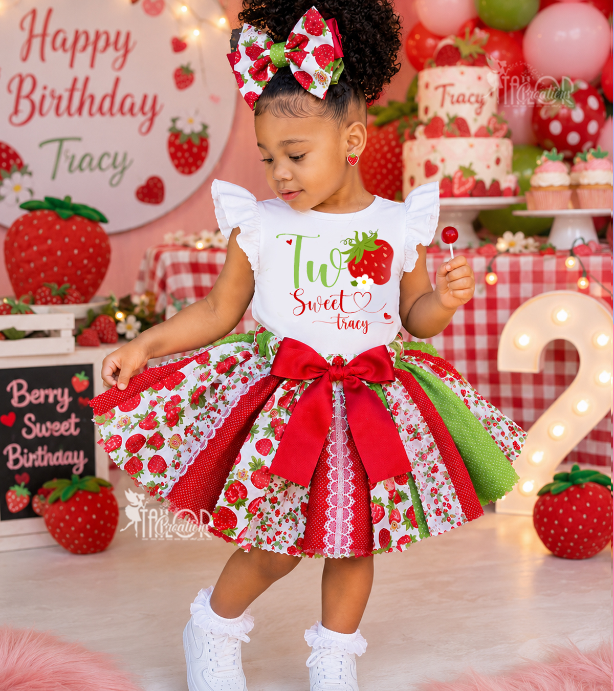 Strawberry Theme Birthday Party Tutu Dress - Strawberry Sweet One First Birthday Dress