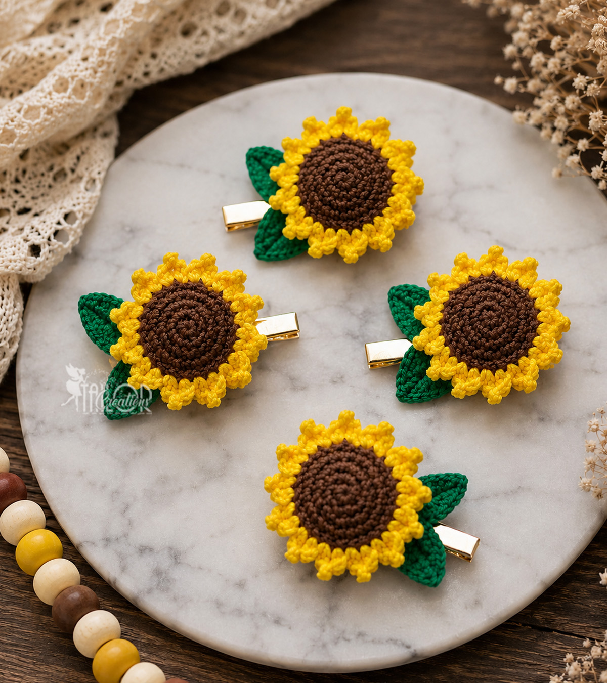 Sunflower Crochet Hair Clip Toddler Kids - Crochet Sunflower Baby Girl Headband