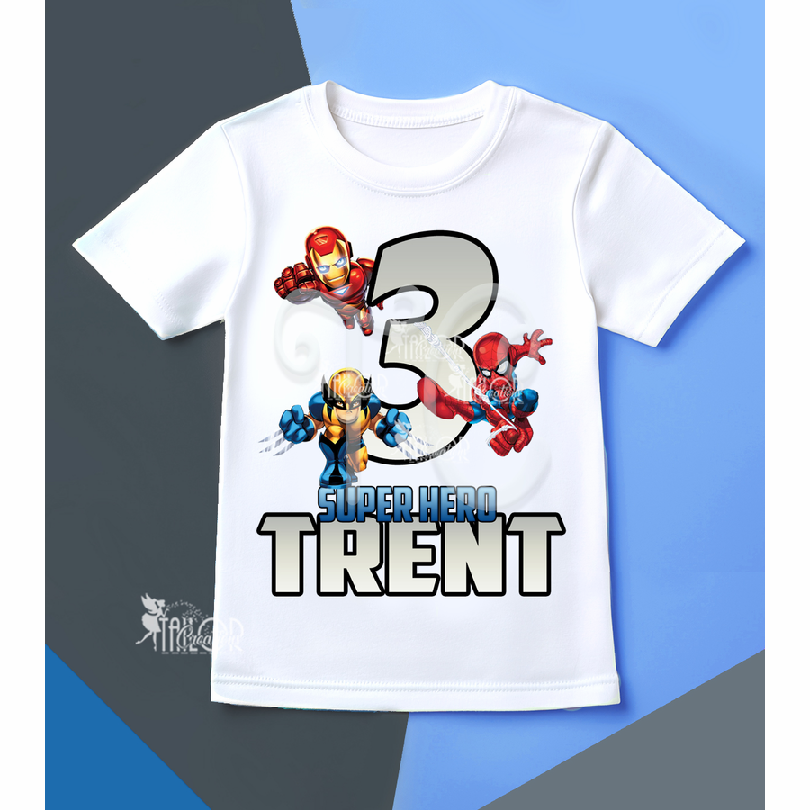 Super Hero Squad Personalized Birthday T Shirt