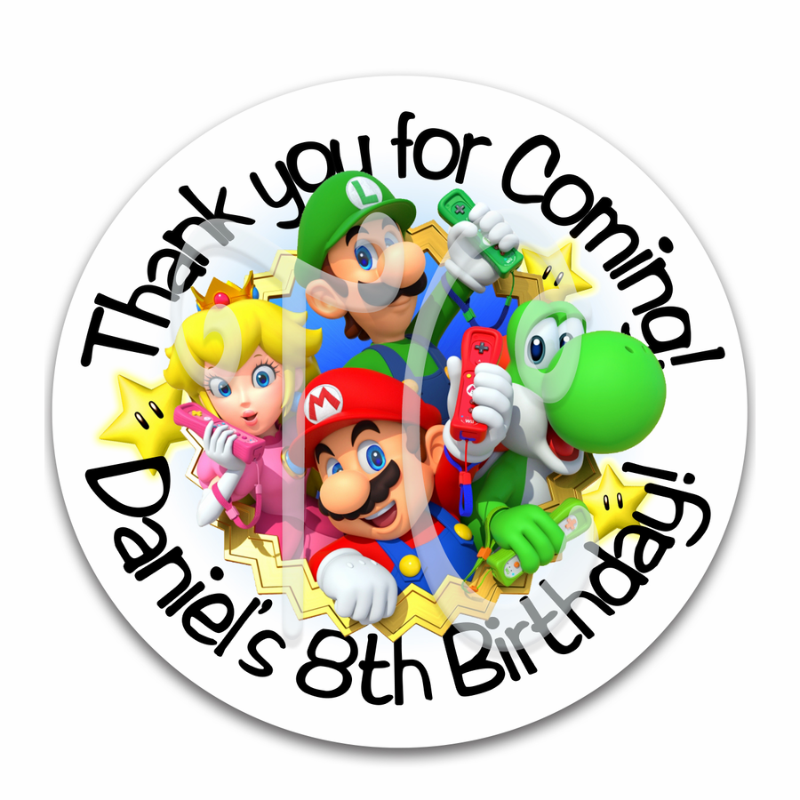Super Mario Favors Stickers - Personalized Favors Stickers - Mario Birthday Labels