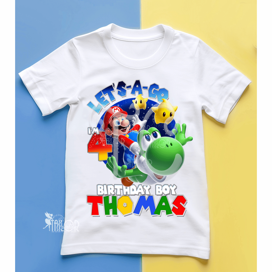  Super Mario Galaxy Birthday T Shirt - Super Mario Birthday Party Outfit Toddler Kids