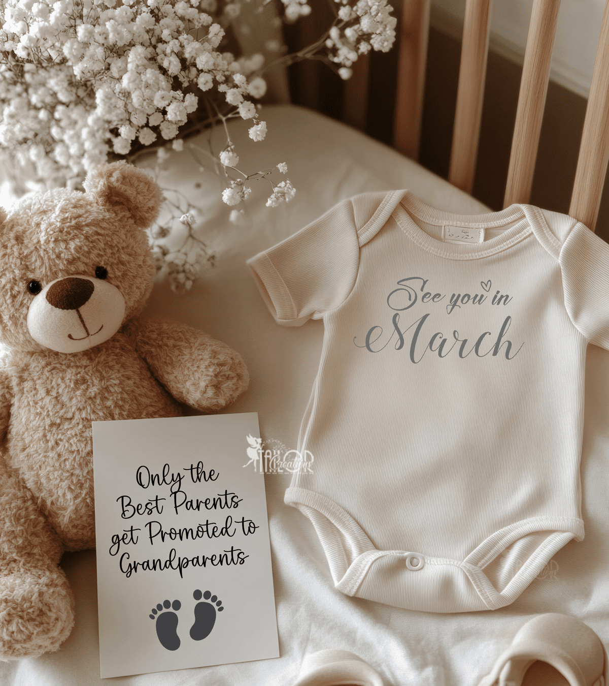 Surprise Pregnancy Announcement Baby Onesie - See you in month Bodysuit