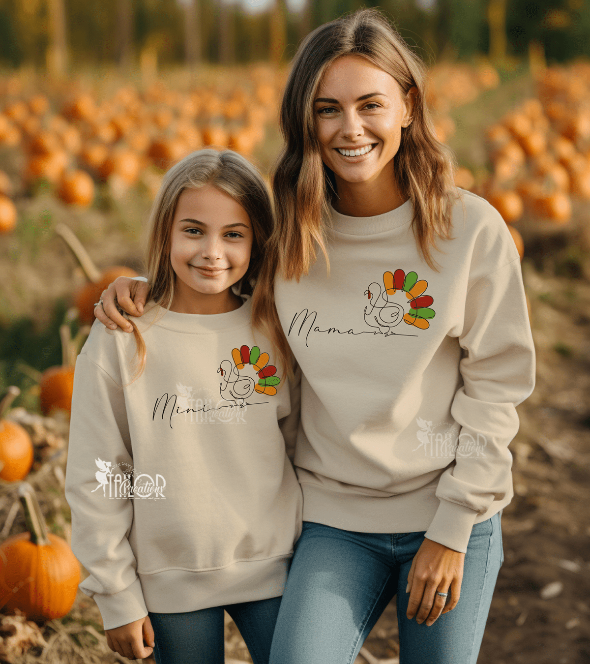 Thanksgiving Turkey Fall Name Crewneck Sweatshirt - Matching Family Turkey Sweater