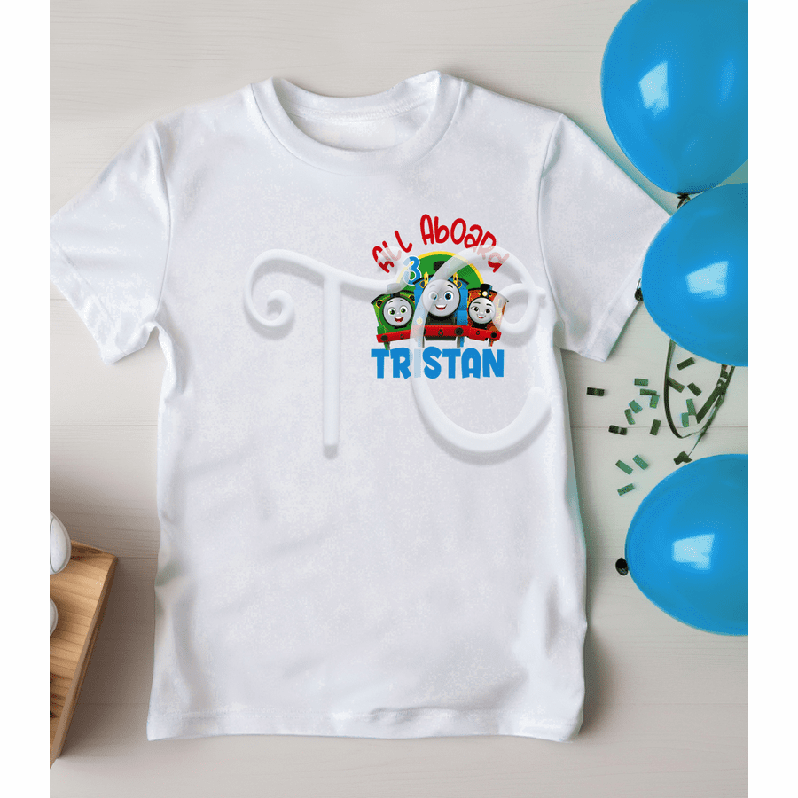 Thomas Tank Engine Custom Party Favor Matching Family Shirt, Tank Engine Train Party Supplies