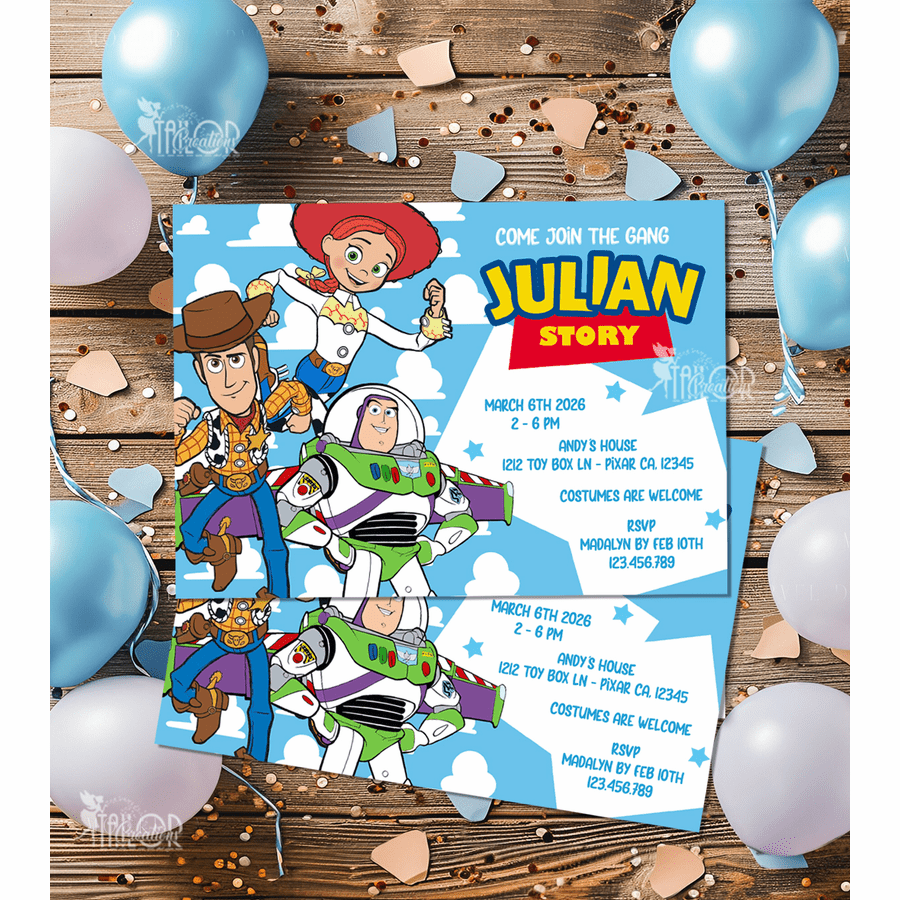 Toy Story Birthday Invitations - Toy Story Printed or File Birthday Party Custom Invitations