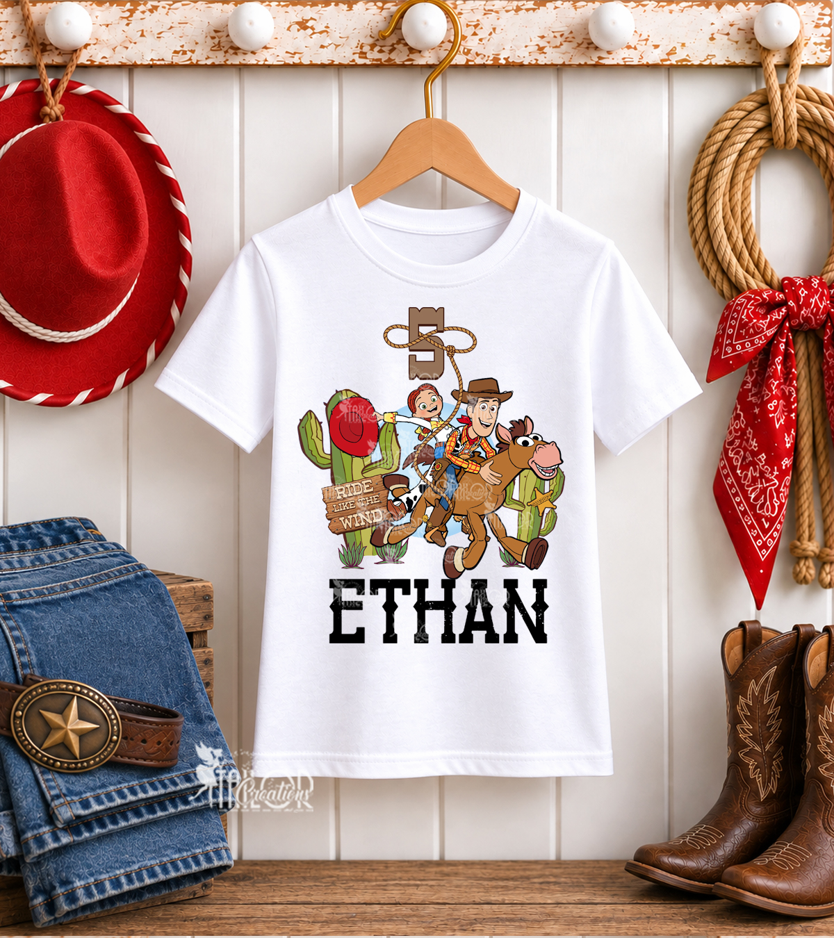 Toy Story Cowboy Birthday Tee Shirt for Toddler Kids - Woody's Roundup Birthday Party Shirt / Boy Girl