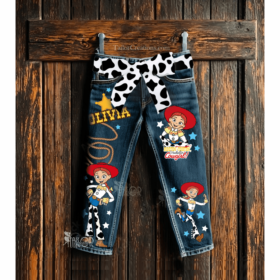 Toy Story Custom Denim Pants - Toy Story Jessie Birthday Outfit for Toddler Girls - Cowgirl Birthday Outfit Girls