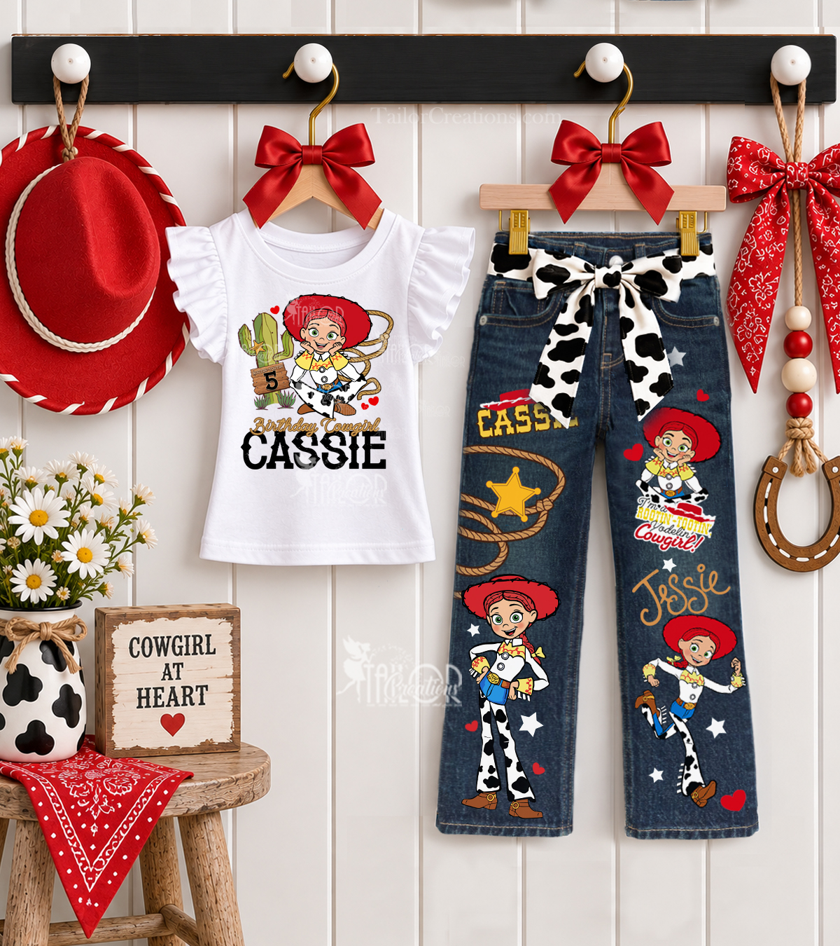 Toy Story Custom Denim Pants - Toy Story Jessie Birthday Outfit for Toddler Girls - Cowgirl Birthday Outfit Girls