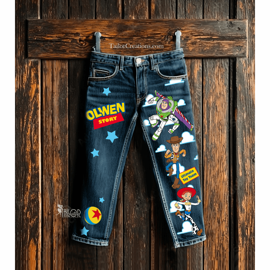 Toy Story Custom Name Pants - Pixar Disney Name Jeans Outfit Pants - Disney Toy Story Gift Ideas