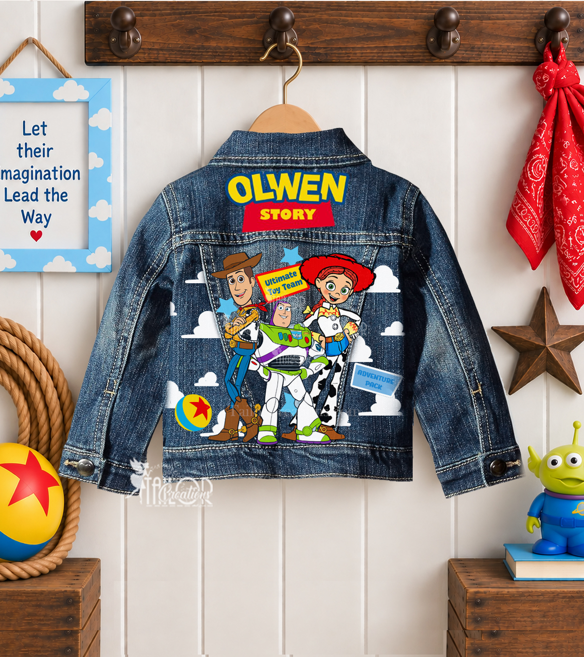 Toy Story Jacket - Pixar Disney Name Jean Kids Jacket - Disney Toy Story Gift Ideas