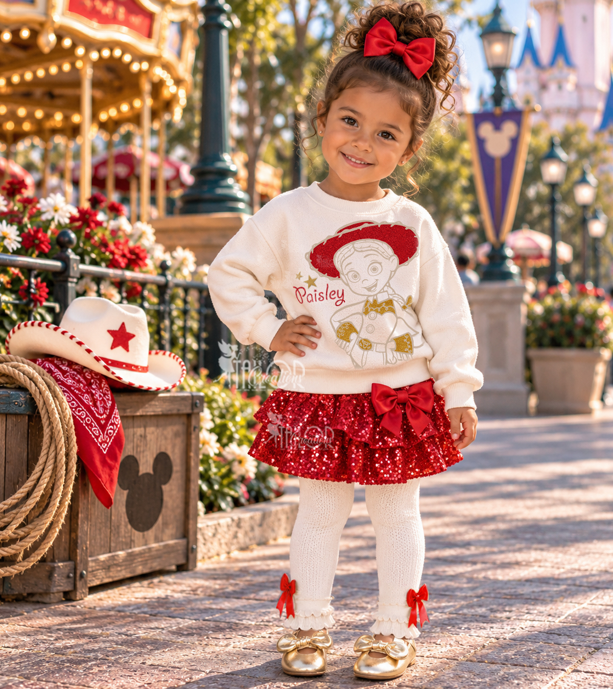 Toy Story Jessie Outfit for Toddler Girls - Disney Jessie Glitter Sweatshirt for Girls