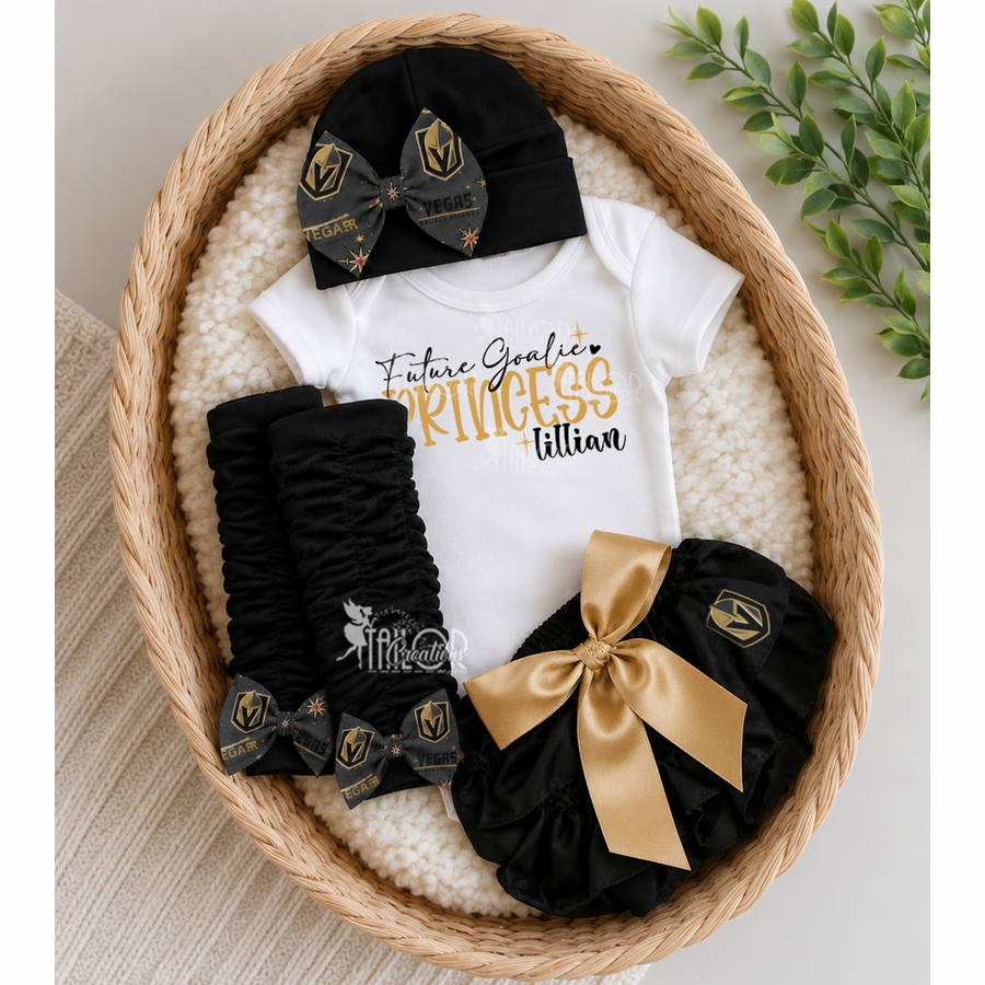 Vegas Golden Knights Custom Baby Girl Outfit - Baby Girl Hockey Outfit Gift Set