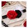 Vintage Inspired Red and Black Rose Shabby Headband for Baby Girl Toddler - Vintage Flower Heaband for Kids
