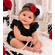 Vintage Inspired Red and Black Rose Shabby Headband for Baby Girl Toddler - Vintage Flower Heaband for Kids