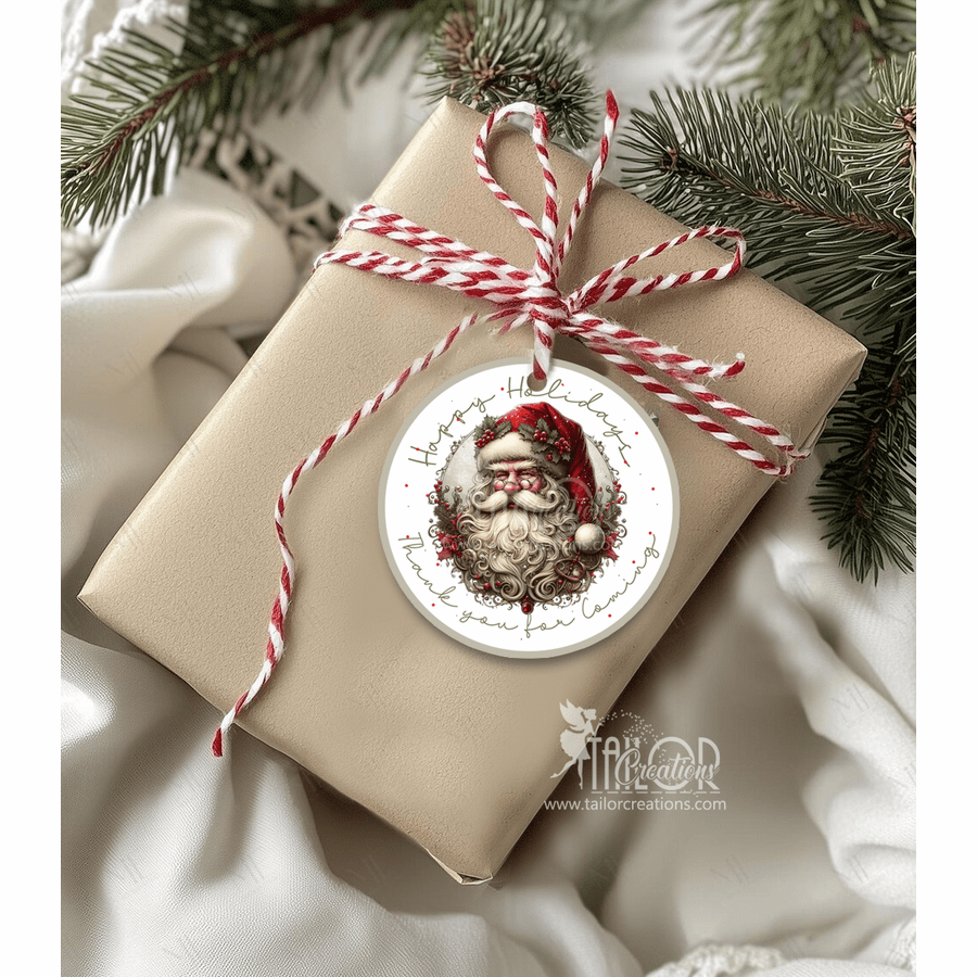 Vintage Santa Claus Happy Holidays Christmas Gift Tag Stickers - Santa Claus Personalized Gift Sticlers