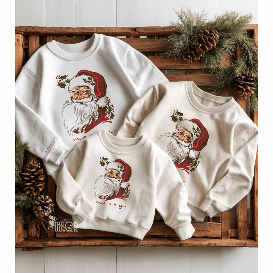 Vintage Santa Claus Merry Sweatshirt - Merry Christmas Matching Sweater Hoodie