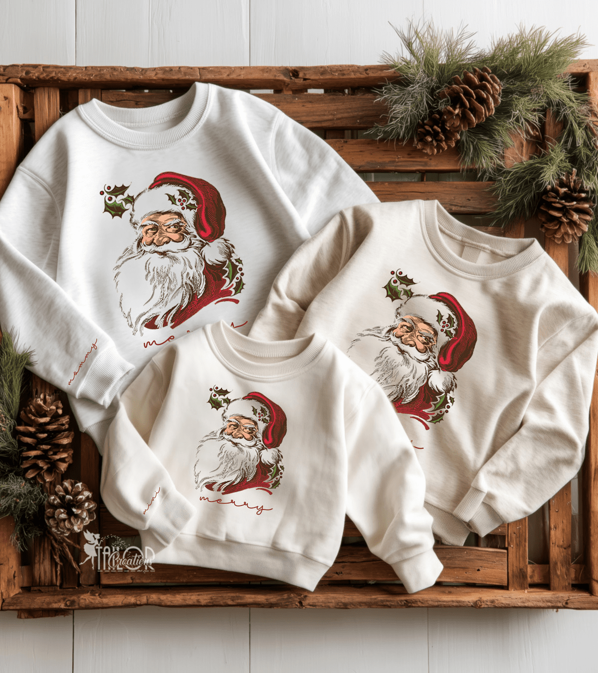 Vintage Santa Claus Merry Sweatshirt - Merry Christmas Matching Sweater Hoodie