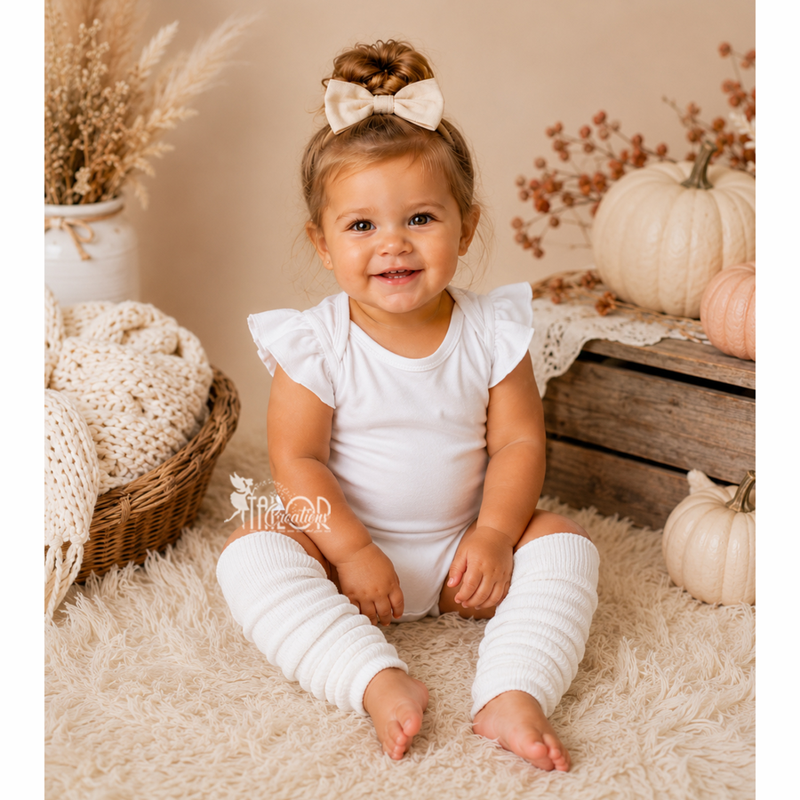 White Leg Warmers for Baby and Todder - Soft White Cotton Baby Unisex Leg Warmers