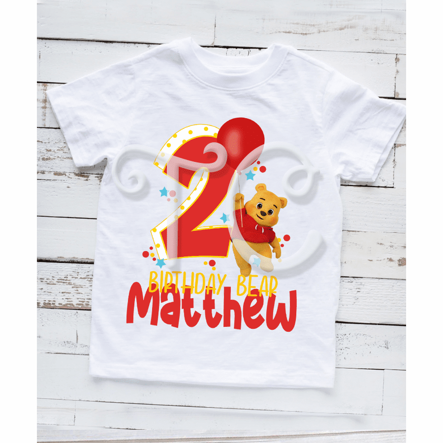 Winnie the Pooh Bear Playdate Theme Custom Birthday T Shirt, Winnie the Pooh Playdate Birthday Shirts, Winnie the Pooh Custom Birthday Shirt