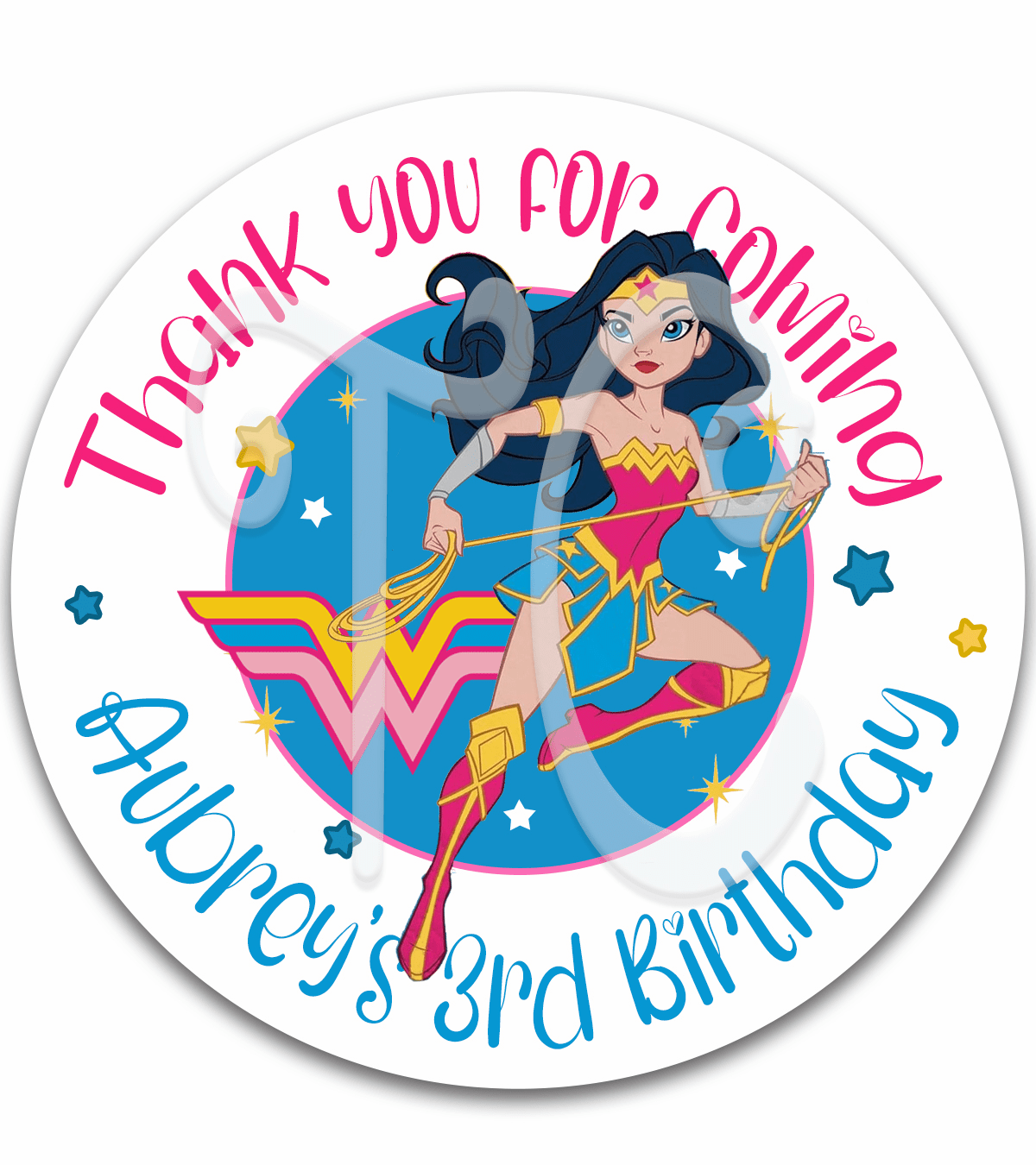 Wonder Woman Birthday Party Favor Label Stickers - Superstar Wonder Woman Birthday