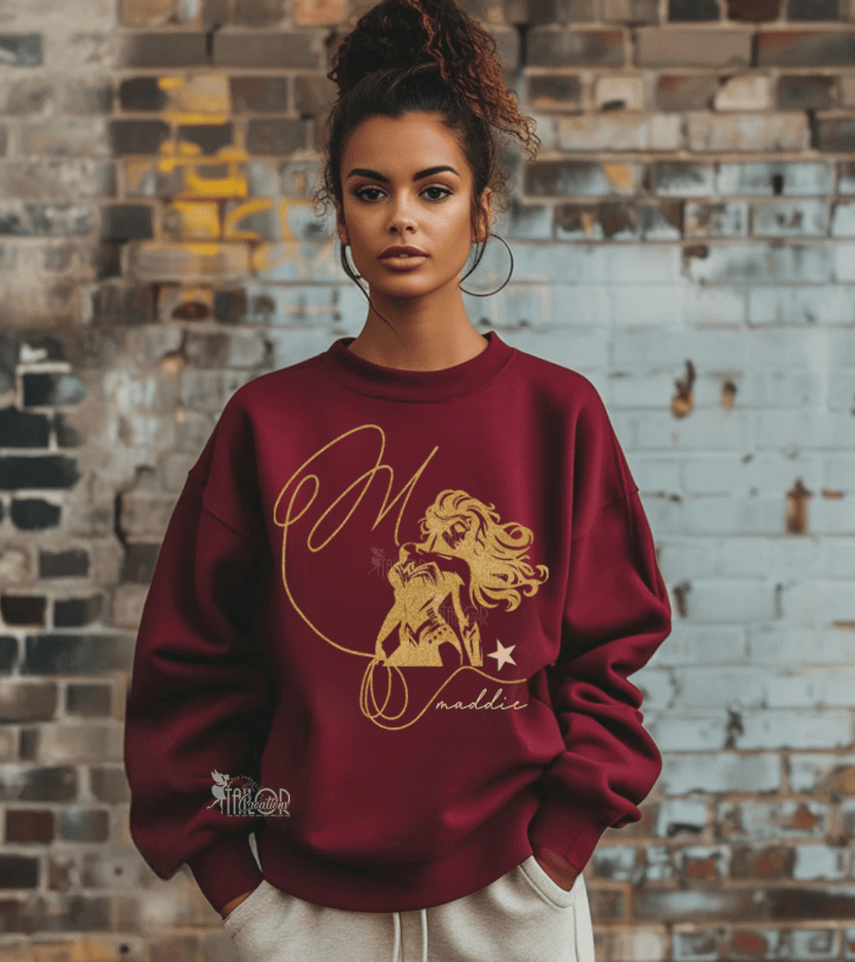 Wonder Woman Monogram Initial Crew Neck Sweatshirt - Wonder Woman Hoodie Womens Kids Gift
