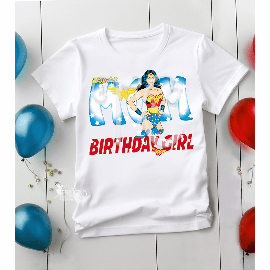 Wonder Woman Superhero Custom Matching Family Birthday Party Tee Shirt