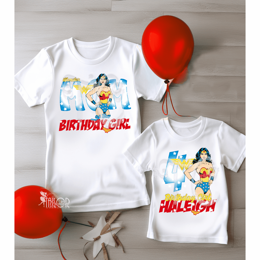 Wonder Woman Superhero Matching Family Birthday Party Tee Shirt Outfit